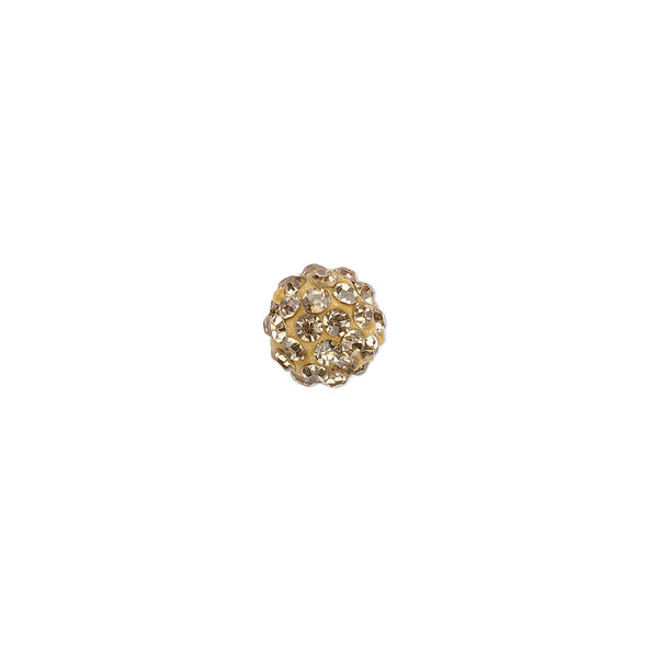 Bead, glass rhinestone / epoxy / resin, champagne, 8mm round. Sold individually. image number 0