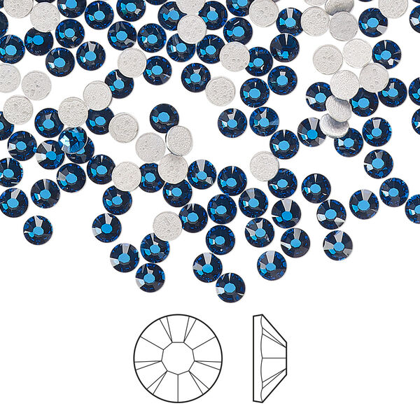 Flat back 144pk Capri blue foil back, Preciosa MAXIMA Czech crystal hotfix rhinestone 3-3.2mm chaton rose round SS12 image number 0