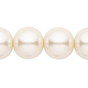 Bead, glass pearl, light peach, 16mm round. Sold per 16-inch strand.