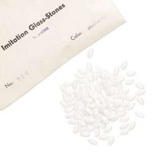 Embellishment, vintage glass, chalkwhite, 8x4mm faceted navette fancy stone. Sold per pkg of 432 (3 gross).