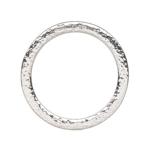 Component, TierraCast®, "Hammertone" collection, white bronze-plated pewter (tin-based alloy), 31.5mm hammered open round. Sold per pkg of 10.