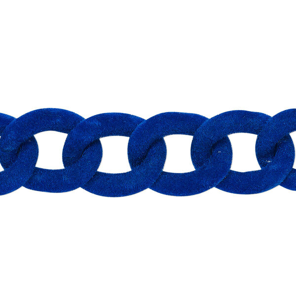 Chain, aluminum, flocked cobalt, 13mm curb. Sold per pkg of 24 inches. image number 0