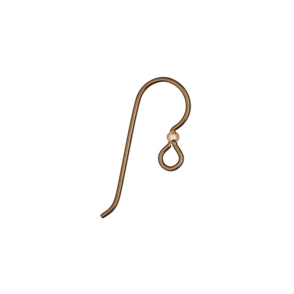 Ear wire, copper and antique copper-plated niobium, 14mm fishhook with 2mm ball and open loop, 20 gauge. Sold per pkg of 2 pairs. image number 0