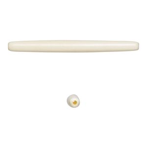 Bead, bone (bleached), white, 76x5mm-76x8mm hand-cut hairpipe, Mohs hardness 2-1/2. Sold per pkg of 12.