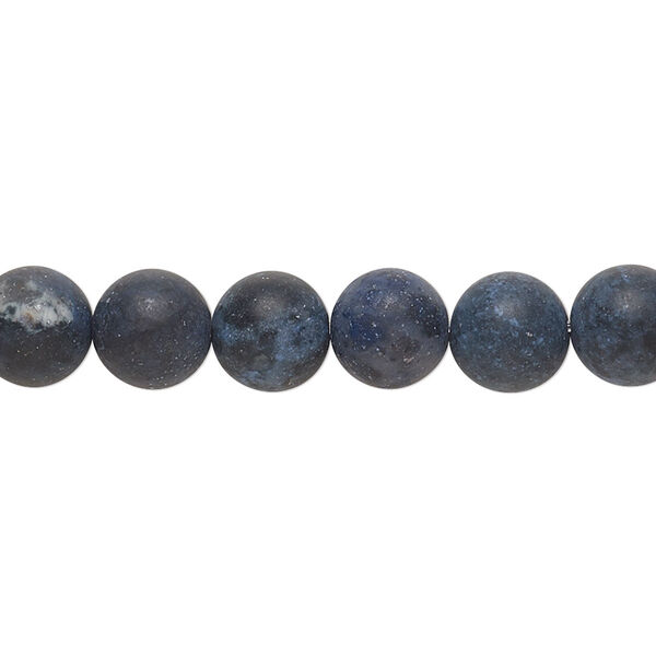 Bead, dumortierite (natural), matte, 8mm round, B grade, Mohs hardness 7. Sold per 8-inch strand, approximately 25 beads. image number 0
