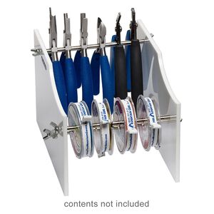 Rack, Beadalon® Spool Tamer™, acrylic and steel, white and blue, 5-1/4 x 5-3/4 x 7-3/4 inches. Sold individually.