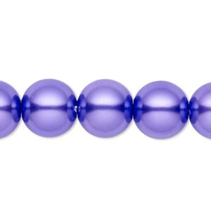 Bead, crystal pearl, violet, 12mm round. Sold per 15-1/2" to 16" strand, approximately 30 beads.