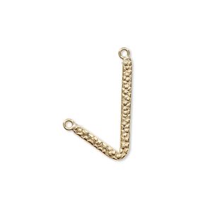 Drop, 14Kt gold-filled, 23x13mm textured angle with 2 loops. Sold individually.