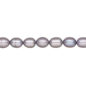 Freshwater pearl 1pkg1 rice, 15 inch silver peacock 5-6mm cultured