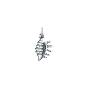 Charm, antiqued sterling silver, 11x8mm conch shell. Sold per pkg of 2.