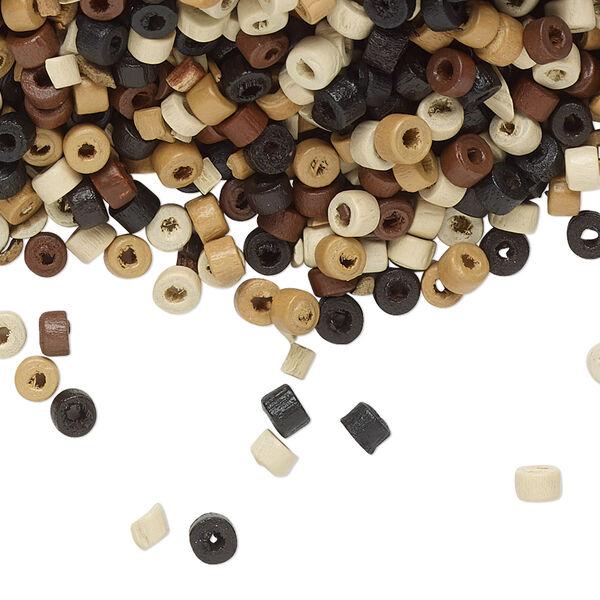 Bead mix, painted Korean boxwood, mixed colors, 3x2mm heishi. Sold per 50-gram pkg, approximately 5,600 beads. image number 0
