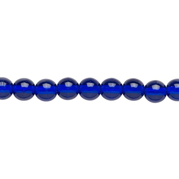 Bead, Czech glass druk, transparent cobalt, 6mm round. Sold per 15-1/2" to 16" strand. image number 0