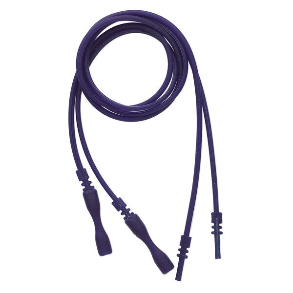 Necklace cord, silicone, opaque purple, 2-2.2mm wide, 16 inches with snap closure. Sold per pkg of 4. image number 0