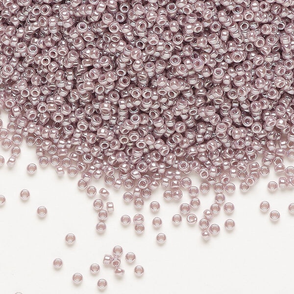 Seed bead, Miyuki, glass, pkg/250g, #15 rocaille, opaque luster lavender (RR-437). image number 0