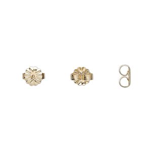 Earnut 1pkg2 14Kt gold, medium weight / daisy round, 1 pair