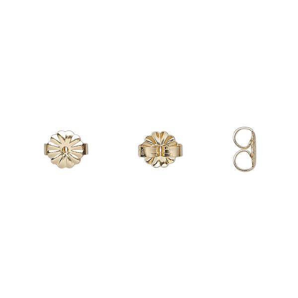Earnut 1pkg2 14Kt gold, medium weight / daisy round, 1 pair image number 0