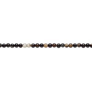 Black agate 1pkg1, round bead 15 inch 2mm