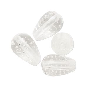 Bead, lampworked glass, transparent clear, 17x11mm teardrop. Sold per pkg of 4.