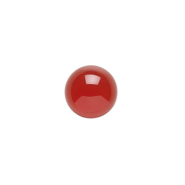 Cabochon, carnelian (dyed / heated), 10mm calibrated round, B grade, Mohs hardness 6-1/2 to 7. Sold per pkg of 6. image number 0
