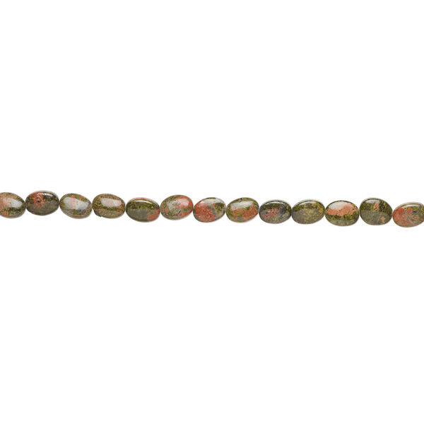 Unakite 1pkg1, puffed oval bead natural, 15 inch 15x12mm-16x13mm image number 1