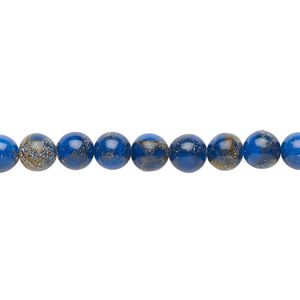 Bead, resin and multi-stone (dyed / assembled), lapis blue and brown, 6mm round. Sold per 8-inch strand, approximately 30 beads.