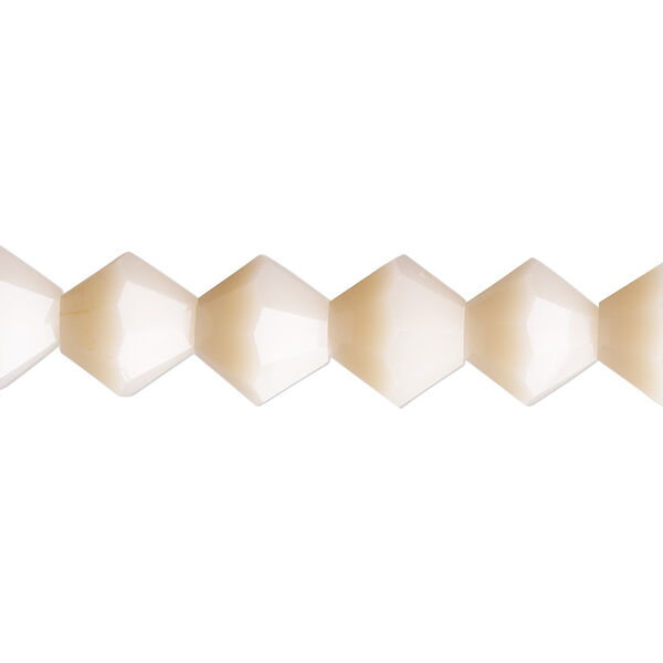 Bead, glass, opaque pink coral, 10mm bicone with 0.6-0.8mm hole. Sold per 8-inch strand. image number 0