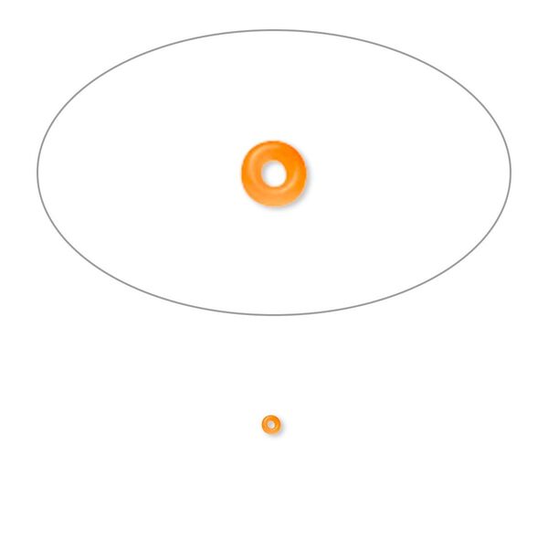 Component, Oh! Ring™, silicone, neon orange, 1.5mm round with 0.5mm hole. Sold per pkg of 1,000. image number 0