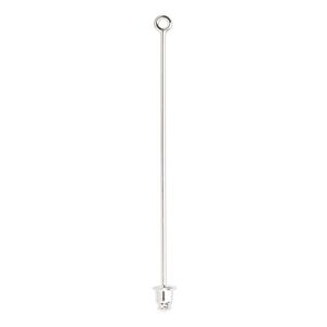 Stick pin, silver-plated brass, 2-1/2 inches with loop and open-ended clutch, 18 gauge. Sold per pkg of 10.