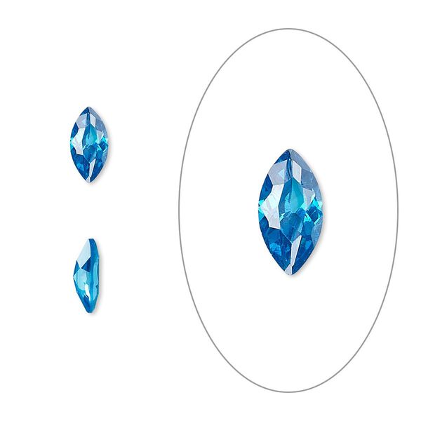 Gem, cubic zirconia, zircon blue, 8x4mm faceted marquise, Mohs hardness 8-1/2. Sold per pkg of 2. image number 0