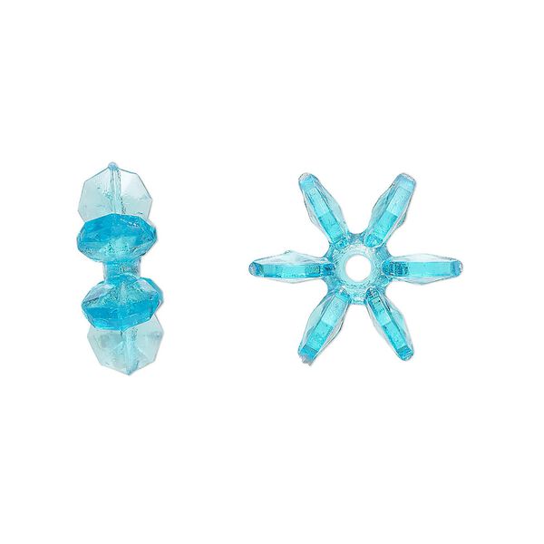 Bead, acrylic, transparent teal, 14x5mm paddle wheel. Sold per pkg of 500. image number 0