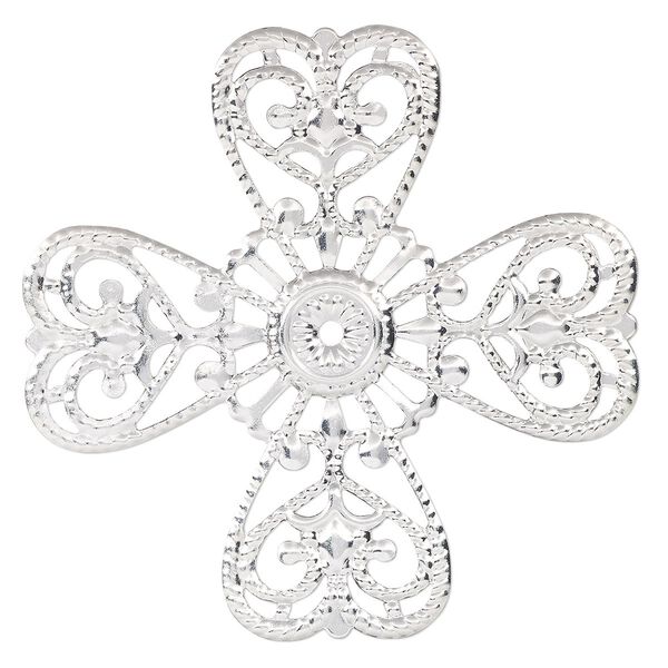 Component, silver-finished steel, 61mm single-sided cross. Sold per pkg of 10. image number 0