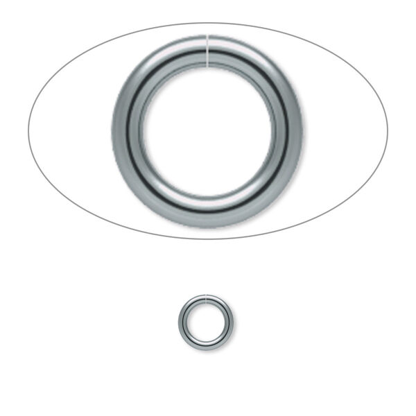 Jump ring, gunmetal-plated brass, 6mm round, 4.2mm inside diameter, 18 gauge. Sold per pkg of 100. image number 0