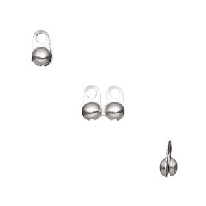 Bead tip, stainless steel, 8x4mm side clamp-on, fits 3.2mm ball chain. Sold per pkg of 100.