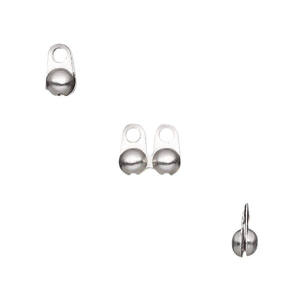 Bead tip, stainless steel, 8x4mm side clamp-on, fits 3.2mm ball chain. Sold per pkg of 100. image number 0