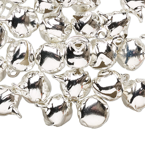 Bell, silver-plated steel, 10mm round. Sold per pkg of 100. image number 0