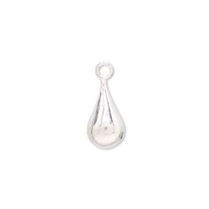 Drop, sterling silver, 15x8mm teardrop. Sold individually.