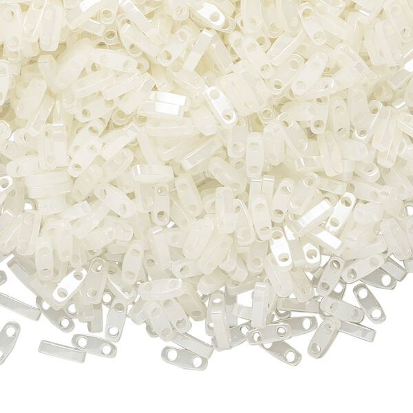 Seed bead, TILA®, glass, pkg/5g, 5x1.2mm quarter tila rectangle, translucent opal, (QTL-512). image number 0