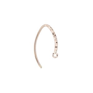 Ear wire 1pkg2 14Kt rose gold-filled, 16mm flat textured marquise / closed loop, 18 gauge 1 pair
