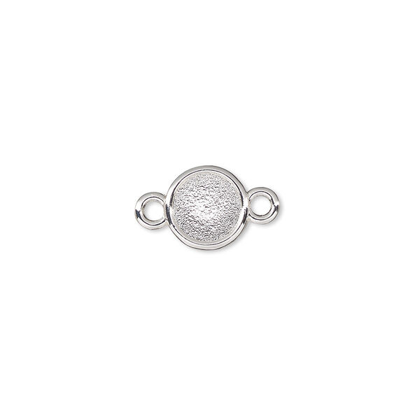 Link, Almost Instant Jewelry®, silver-plated "pewter" (zinc-based alloy), 9mm flat round with SS34 rose setting. Sold per pkg of 2. image number 0