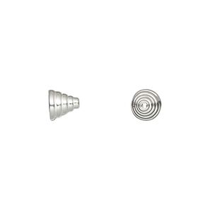 Bead cap, sterling silver, 6mm cone, fits 5-6mm bead. Sold per pkg of 2.
