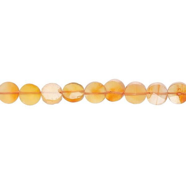 Carnelian 1pkg1, hand-cut faceted flat round bead 14 inch 5-6mm image number 0