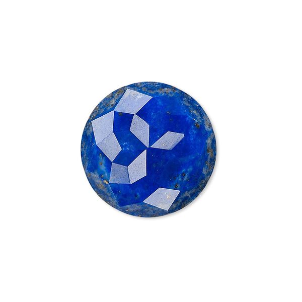 Cabochon, lapis lazuli (natural), 20mm calibrated cube-cut round, B grade, Mohs hardness 5 to 6. Sold individually. image number 0