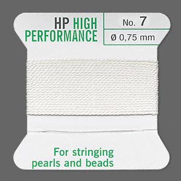 Thread, Griffin, synthetic multi-fiber, white, size #7. Sold per 2-meter card (approximately 78 inches). image number 0