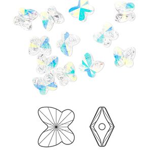 Bead 360pk crystal AB, Swarovski® 6x5mm butterfly 5754