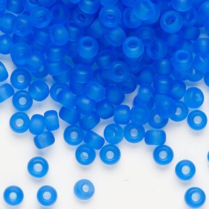 Seed bead, Miyuki, glass, pkg/25g, #6 rocaille, translucent matte sapphire (RR-150F).