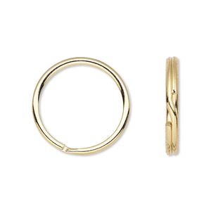 Split ring, gold-finished steel, 20mm round with 16.6mm inside diameter. Sold per pkg of 100.