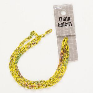 Chain aluminum / enamel 1pkg1 4.4mm oval rolo, multicolored 22 inches