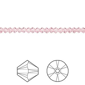 Bead 144pk light rose, Crystal Passions® 3mm bicone 5328