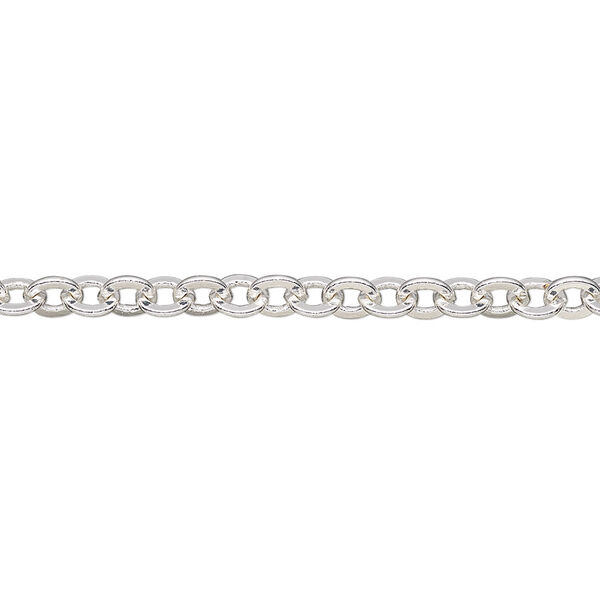 Chain, silver-plated brass, 4mm flat cable. Sold per pkg of 5 feet. image number 0