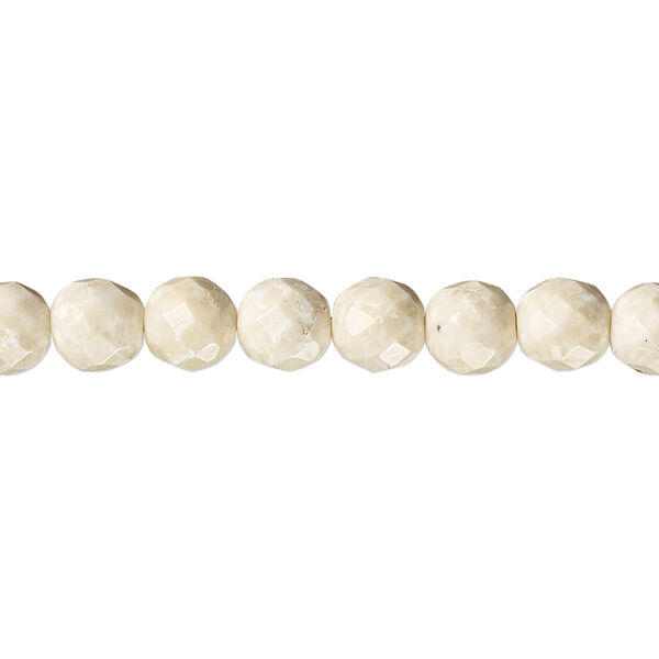 Bead, riverstone (coated), 6mm faceted round, B grade, Mohs hardness 3-1/2. Sold per 8-inch strand, approximately 35 beads. image number 0